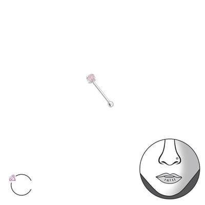 Aramat Jewels | Neuspiercing | Zilveren Neuspiercing met Roze Opaal Steentje | | | |2mm | Zilver | Volwassenen | Verkleurd niet