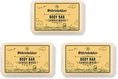 Störtebekker® Body Bar Sandelhout - Plasticvrije Vaste Zeep & Douchegel Heren - Natuurlijke & Duurzame Lichaamsverzorging - Vegan Bodywash met Sheaboter - 120g