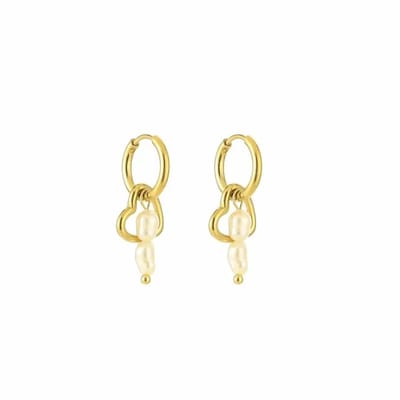 Bijoutheek Oorhangers Hart Parels Goud