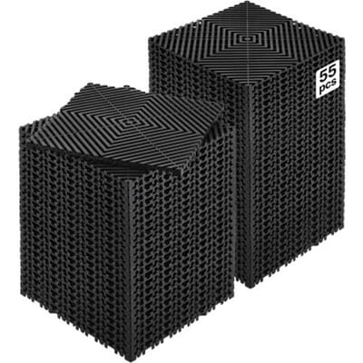 VEVOR Interlocking Drainage Mat Douchemat 31 x 31 cm Modulaire Interlocking Vloermatten, 55 Stuks Splitsbare Drainagematten, Antislip Drainage Vloertegels, voor Garage Tuin Zwart