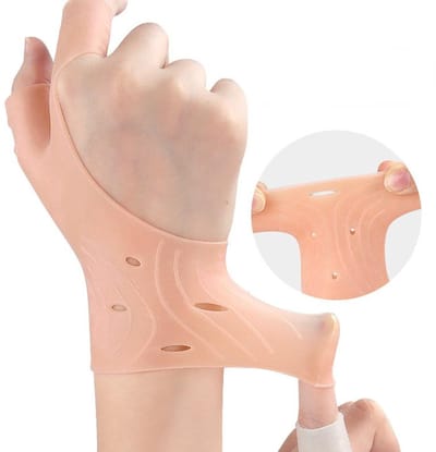 Duim-polsbrace (paar) - Handbrace Koele wikkel voor artritis, peesschedeontsteking, verstuikte gewrichtspijn, stabilisator voor linker- en rechterhand - Zachte comfortspalk voor peesschedeontsteking - Nieuwe huidskleur