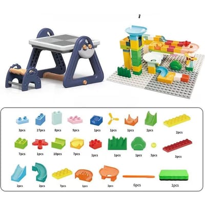 Kinder Set Stoel Studietabel Educatief Multifunctioneel Tekenbord DIY Insteekpijp Bouwsteen Tafel 35*28*18cm