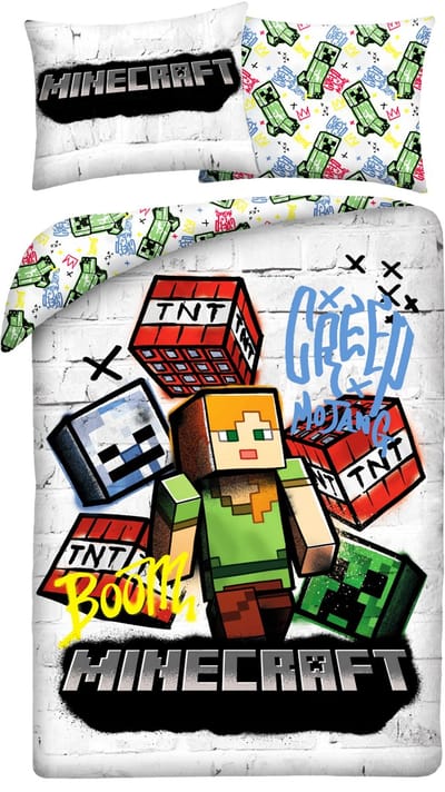 Minecraft Dekbedovertrek Graffiti - 140 x 200 + 70 x 90 cm - Polyester