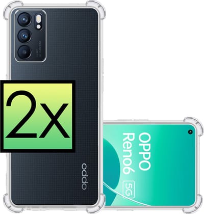 Hoesje - 2 Stuks - Geschikt voor OPPO Reno 6 - Sterk & Shockproof - Siliconen Case - Back Cover - Telefoon Hoes Shock Proof - Transparant