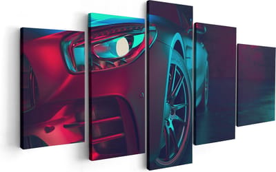Artaza Canvas Schilderij Vijfluik Moderne Auto Van Dichtbij  - 100x50 - Foto Op Canvas - Canvas Print