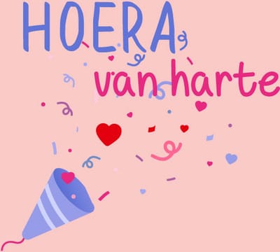 Bloemenkaartjes Hoera van Harte - Cadeaukaartjes - 20stuks - 7x7cm -Met Boorgaatje - Roze - Bloemkaartje - Mini Kaartjes