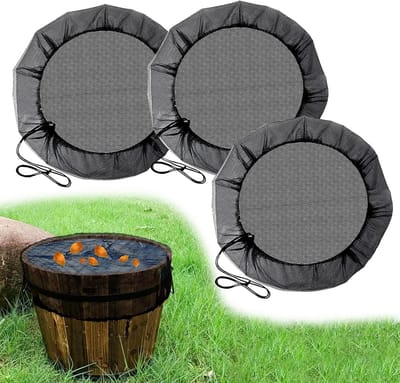 Regentonnet 3 stuks - Afdeknet Ton - Water Schoon Houden - Verstelbaar Trekkoord - 95 cm Diameter - Zwart