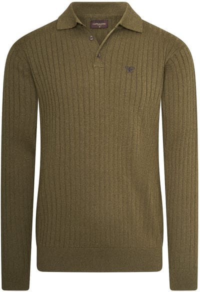 Cappuccino Italia - Heren Trui Massa Knit Polo - Groen - Maat L