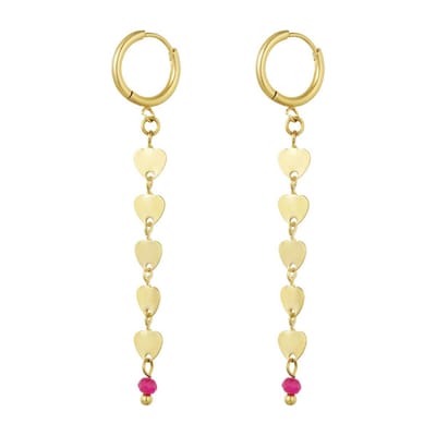 Yehwang - Gouden Oorbellen Met Hartjes - Goud Oorbel Hart - Sieraad - Sieraden - Cadeau - Cadeautip - Stainless Steel - Festivaloorbellen