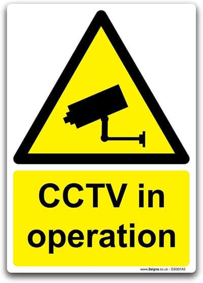 CCTV Beveiligingssticker - Waarschuwingsbord Camera - Veiligheid Melden - Zelfklevend Vinyl - A5 Formaat - Zwart Wit