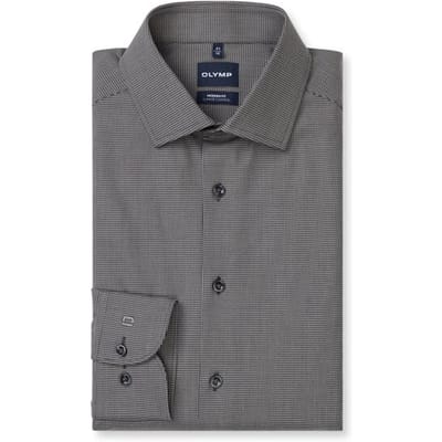 OLYMP Luxor 24/Seven Overhemd, Modern Fit, Global Kent, Zilvergrijs