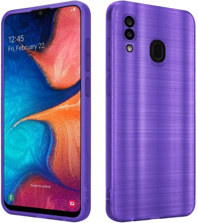 Cadorabo Hoesje geschikt voor Samsung Galaxy A20 / A30 / M10s in Brushed Paars - Beschermhoes Case Cover van flexibel TPU silicone in Brushed design