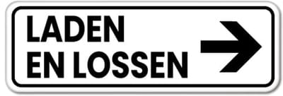 Bord laden en lossen pijl rechts - Weerbestendig Aluminium - 40x15 cm - Bevestiging: Zonder bevestiging (alleen het bord)