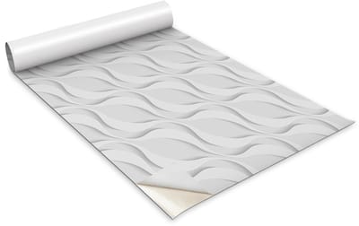 Wallfluent Meubelfolie - Regelmatige golven Meubelsticker - 100 cm x 50 cm - Grijs Meubelfolie - Decoratieve Folie - Folie Voor Meubels - Kastfolie - Meubelvernieuwing Zonder Schilderen - Zelfklevende Meubelwrap