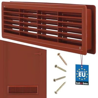 Ventilatierooster 13,5 x 48,8 cm voor Deurventilatie - Kunststof Rooster - Vierkant Design