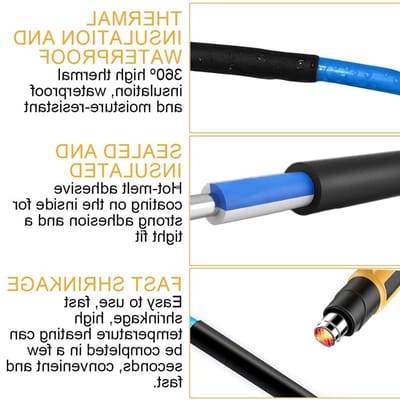 Dubbelwandige Waterdichte Krimpkous met Lijm, 4:1 Ratio, 2 Meter Lang, 12 mm Diameter voor Elektrische Isolatie, Draadreparatie en Kabelbescherming