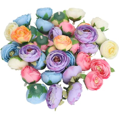 50 Pièces Décoration Fleur Camélia DIY Corsage Coiffe Têtes de Fleurs Artificielles Tête de Rose Artificielle Petite