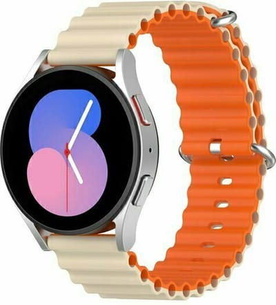 By Qubix - 22mm - Ocean Style siliconen bandje - Beige / oranje - geschikt voor Huawei Watch 3 / 4 / 5 (pro) - 46mm & geschikt voor Huawei Watch GT / GT 2 / GT 3 (pro) / GT 4 (pro) / GT 5 (pro) / GT 6 (pro) 46mm / Ultimate / Ultimate