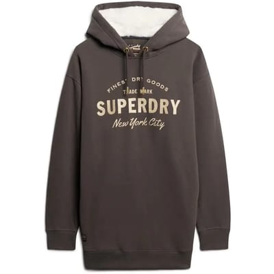 Superdry - Luxe hoodiejurk met metallic logo - Dames - Jurken