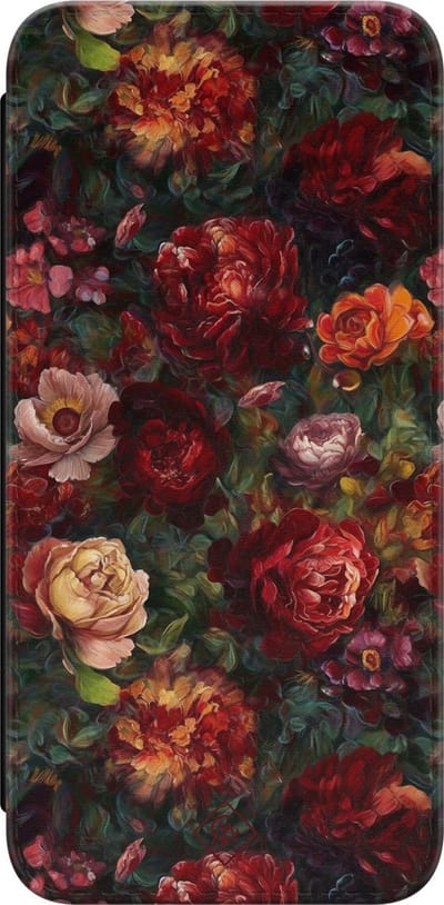 Casimoda® bookcase - Geschikt voor Samsung Galaxy A55 - Hoesje met pasjeshouder - Floral Garden - Rood - Kunstleer