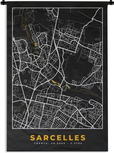 Wandkleed - Wanddoek - Stadskaart – Frankrijk – Kaart – Sarcelles – Plattegrond - 120x180 cm - Wandtapijt
