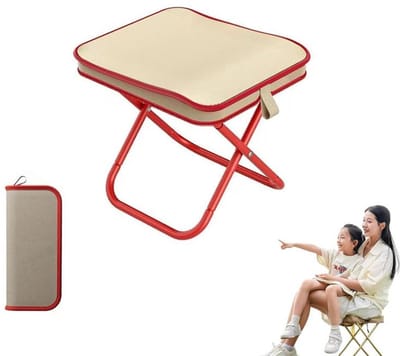 KZQ Opklapbare kruk - Draagbare bank - Campingstoel - Met opbergtas - Geschikt voor reizen, tuinieren, vissen, barbecueën en strand - Rood