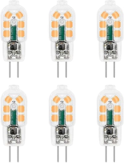 JeiibrZui G4 Led-lamp - 12V 2W Warm Wit - Energiebesparend + 360° Lichtspreiding - 6 Stuks - Voor Afzuigkap Kroonluchter - Zwart