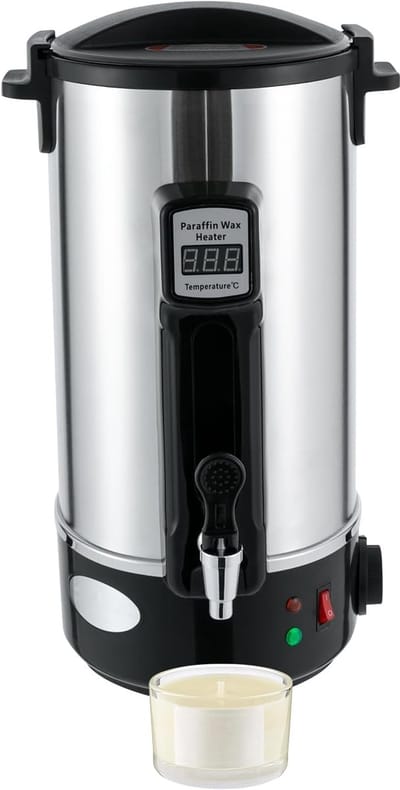Kaarsen Smeltpot - Wax Melter - Kaarsen Maken - Met Temperatuurregelaar - 10.8 Liter - Zilver Zwart