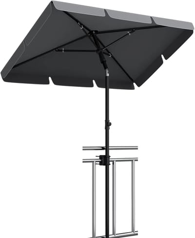 Geargalaxy Terrasparasol - Parasol - Zonnescherm - Tuinparasol - Strandparasol - Winddicht Design met Standaard - 200x125cm - Grijs