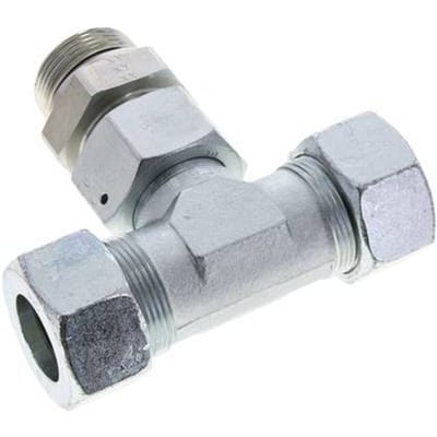 30S & G1-1/4'' Verzinkt Stalen T-stuk Snijringkoppeling Buitendraad 400bar Verstelbaar ISO 8434-1