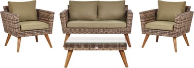 VITTORIA - Loungeset voor 4 - Olijfgroen - PE rotan