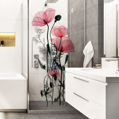 Muurstickers - Chique klaprozen - Transparante achtergrond - 180x120cm