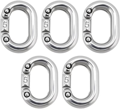 Dailygoods- Kettingverbinding 5mm - 316 Roestvrij Staal - Gesplitste Verbindingsschakels - Zware Toepassingen - Marine Kwaliteit - Roest- en Corrosiebestendig - Kettingconnector