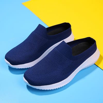 Dames Schoenen Lente Cross-border Casual Sportsokken Schoenen Half-ondersteuning Lichtgewicht Ademend Stof Schoenen Zachte Zool 42 white
