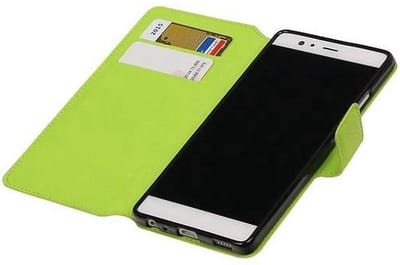 Cross Pattern TPU Bookstyle Wallet Case Hoesje Geschikt voor Huawei P9 Groen
