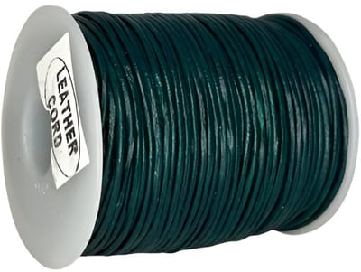 Leren Koord Rond, 50 m x 1 mm - Rond Lederen Koord, Voor Halskettingen, Armbanden, Sieraden, Knutselkralen en Veters (Bottle Green)