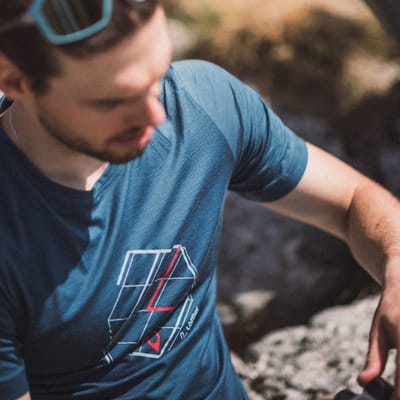 Loeffler shirt korte mouwen M Printshirt Tracking Merino Light Dark Petrol - Blauw
