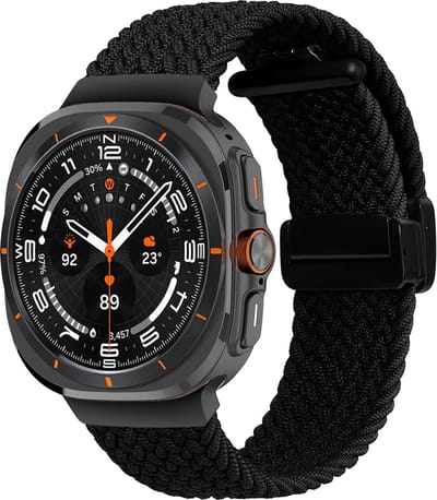 By Qubix - smartwatch bandje - Compatible Samsung bandje - Braided band met D-buckle sluiting - Zwart - Geschikt voor Samsung Galaxy Watch Ultra / Ultra 2 - 47mm