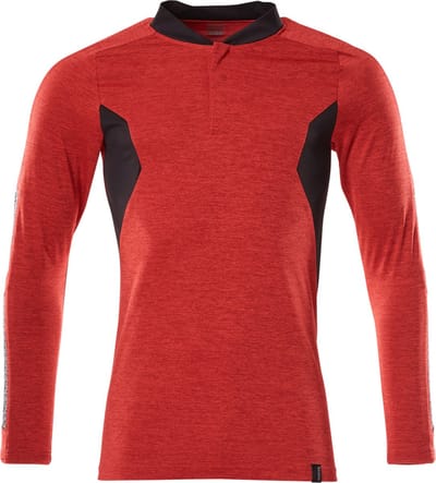 Mascot Accelerate Poloshirt, met lange mouwen 18081-810 - signaalrood-gemêleerd/zwart - XS