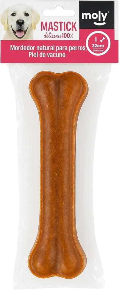 Hondenbot Geperst - Kauwsnack Leer - Langdurig Knaagplezier - 100% Rundleer - 32 cm