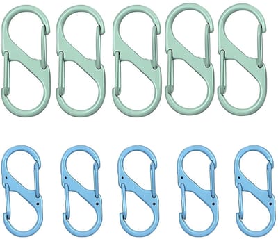 Cosensi- Karabijnhaak Set van 10 - Kleine/mini Karabijnhaken - Metalen Sleutelhanger - Kleurrijke Karabijnhaken - Voor Camping/Wandelen - Afmetingen 4,1 x 1,8 cm en 3,2 x 1,3 cm - Haakje