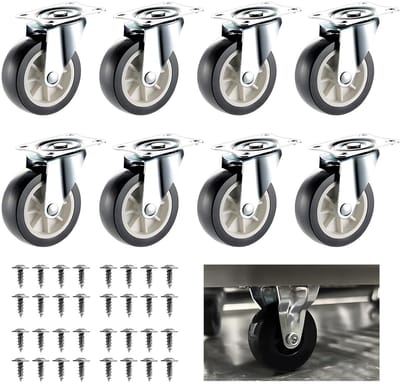 Zwenkwielen, meubelwielen, kleine mini-wielen voor zwenkwielen, meubels, universele wielen van rubber met schroeven voor mini-meubels, voor bureaustoelen en
