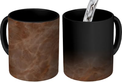 Magische Mok - Foto op Warmte Mokken - Koffiemok - Bruin marmer - Organisch - Natuursteen - Magic Mok - Beker - 350 ML - Theemok