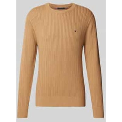 Slim fit gebreide pullover met visgraatstructuur