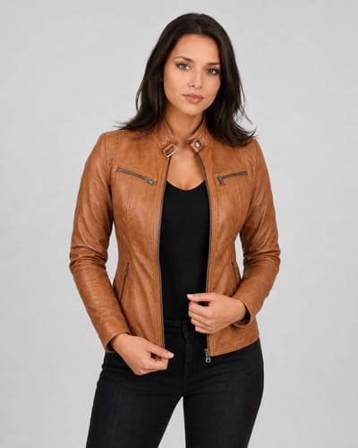 Versano Tulsa Leren Dames Bikerjack Dames Jas S - Cognac