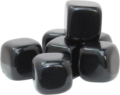 Set van 7 Obsidiaan Kristallen Dobbelstenen - Natuursteen voor Chakra, Reiki en Meditatie