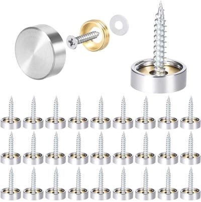 Decoratieve Spiegelschroeven van RVS - 80 Stuks, 16 mm, Ideaal voor Spiegels en Wanddecoratie