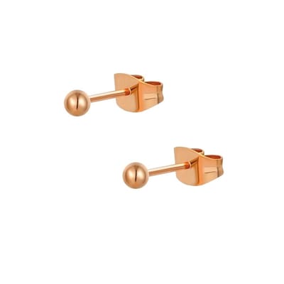 Fako Bijoux® - Oorbellen - Steker - RVS - Stainless Steel - Knopje - 3mm - Rosé Goudkleurig