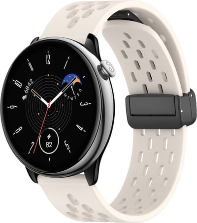 Siliconen bandje - geschikt voor Garmin Venu (2 Plus) / Venu SQ (2) / Vivomove (Style - Sport) / Vivoactive 3 / 5 / 6 / Forerunner 55 / 165 / 245 / 645 / 570 - 42mm - gebroken wit
