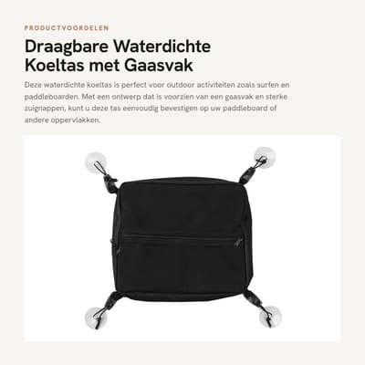 Dailygoods- Koeltas Waterdicht - Draagbare Koeltas - Paddleboard Accessoires - Dubbele Ritssluiting - Sterke Zuignappen - Opbergtas met Hoekhaken - Koeler